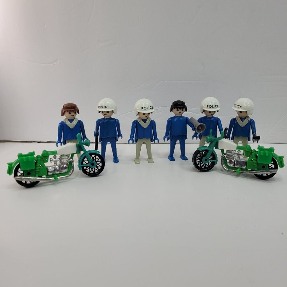 Vintage Playmobil Police Figures and Motorbikes Playset 1974